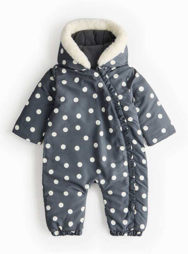 Mono Polka Dot Heavy Snowsuit Up to 3 mths